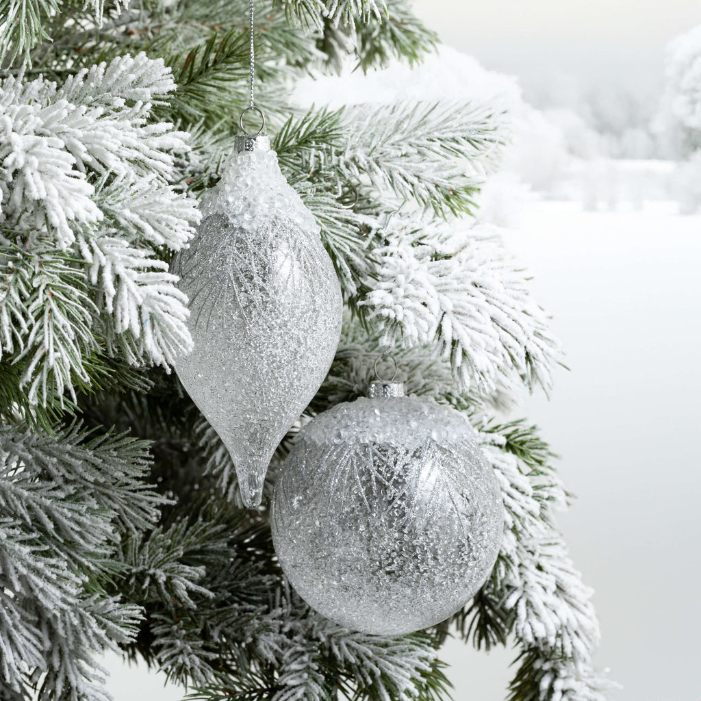 Frosted Silver Clear Ornaments