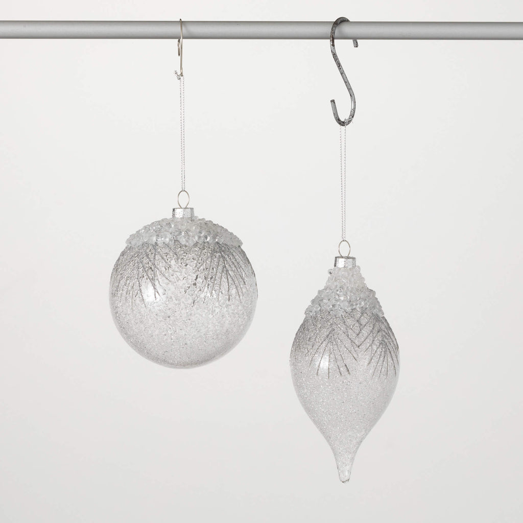 Frosted Silver Clear Ornaments