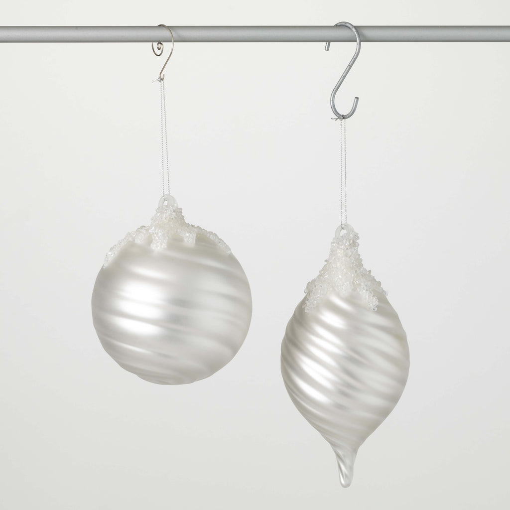 Cream Ridged Ornament Set     