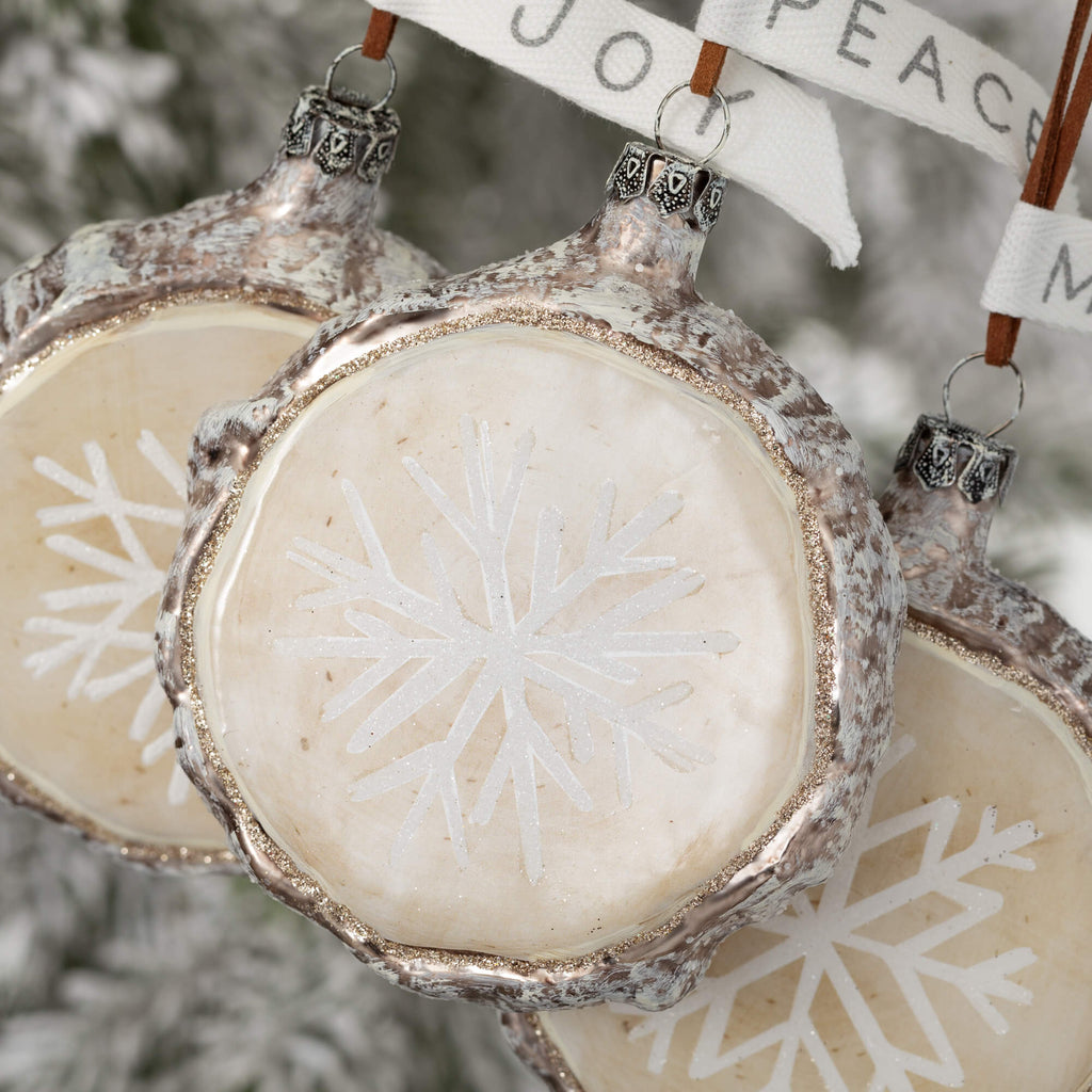 Rustic Snowflake Ornament Trio