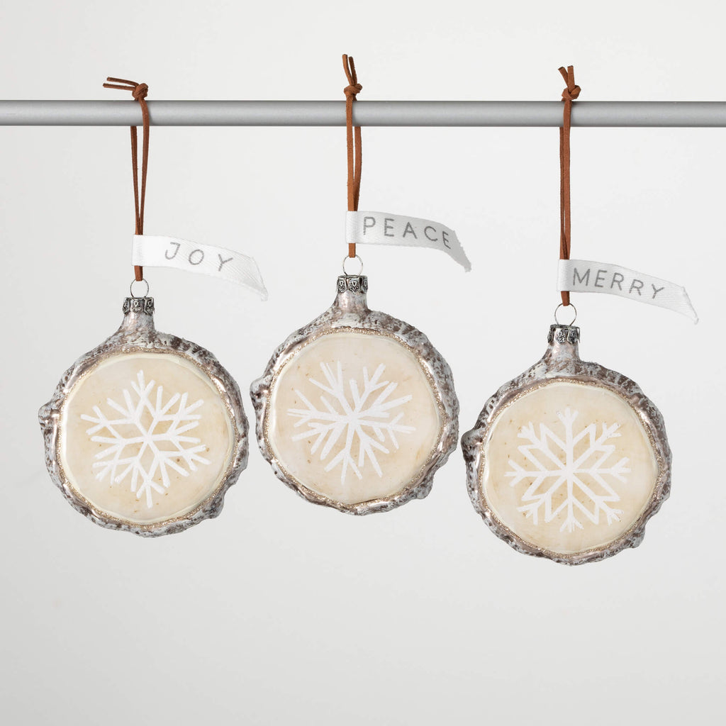 Rustic Snowflake Ornament Trio