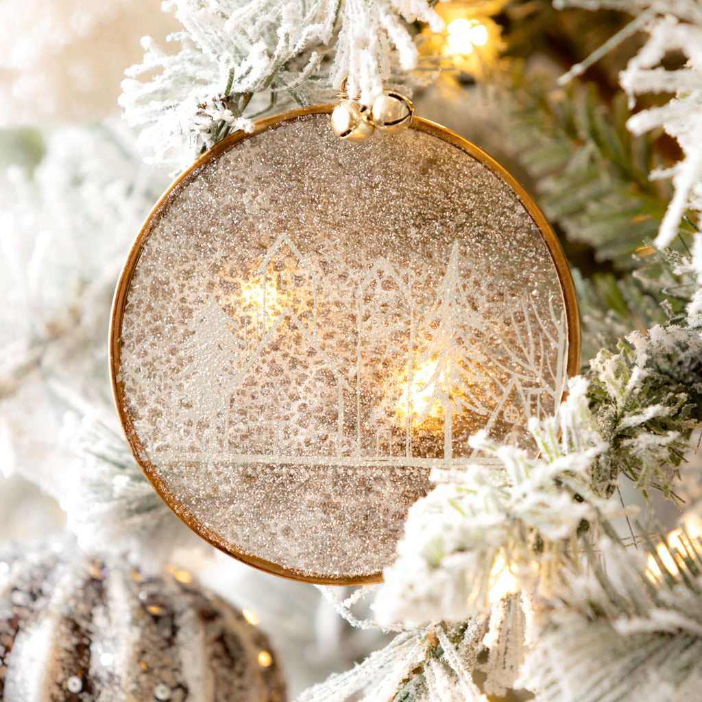 Glass Tree Disc Ornament Set 4