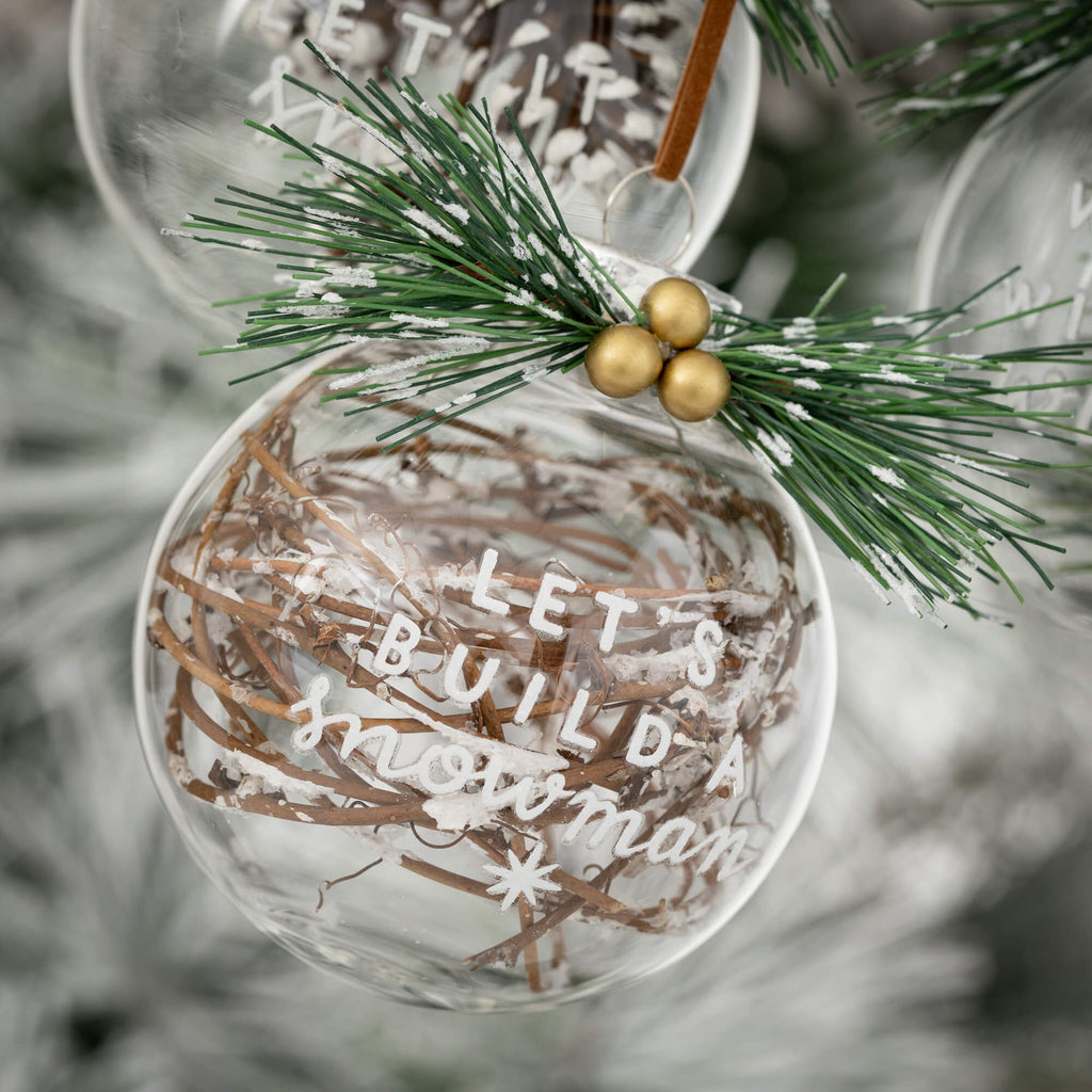 White Etched Ball Ornaments   