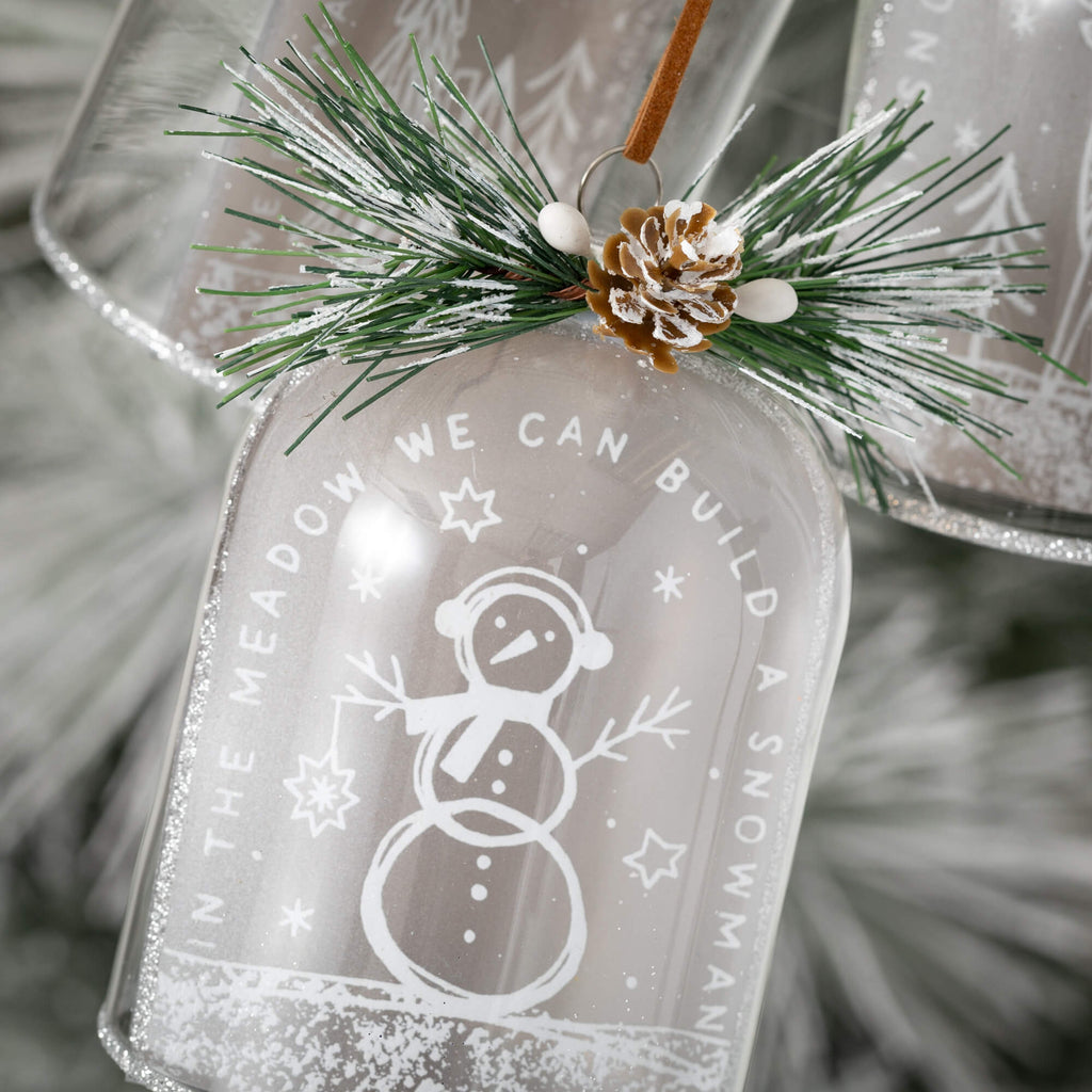 White Etched Dome Ornaments   