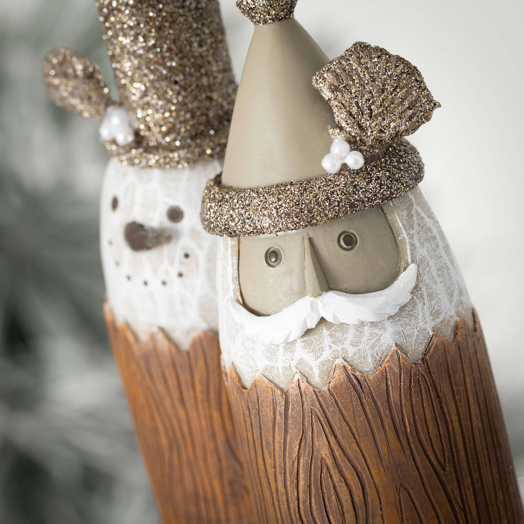 Rustic Santa Snowman Ornaments