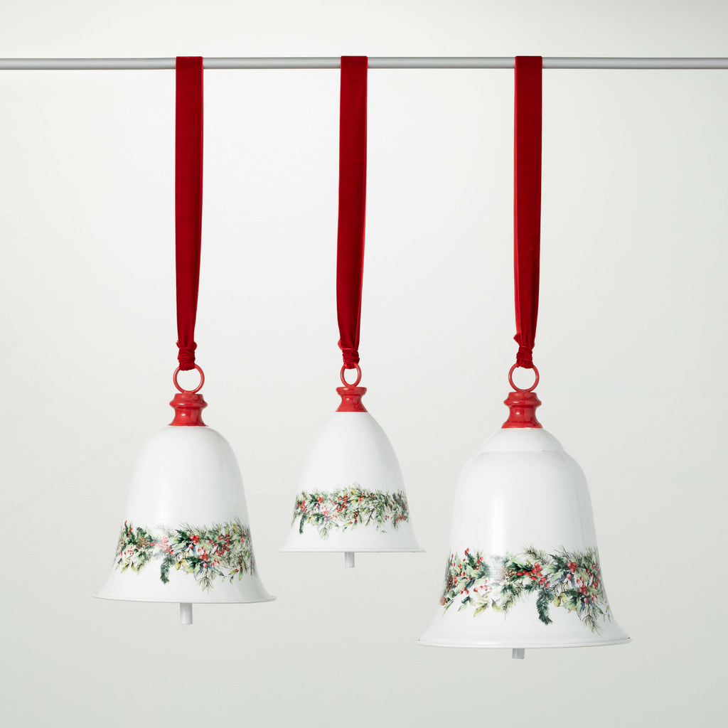 White Bell Ornament Trio      