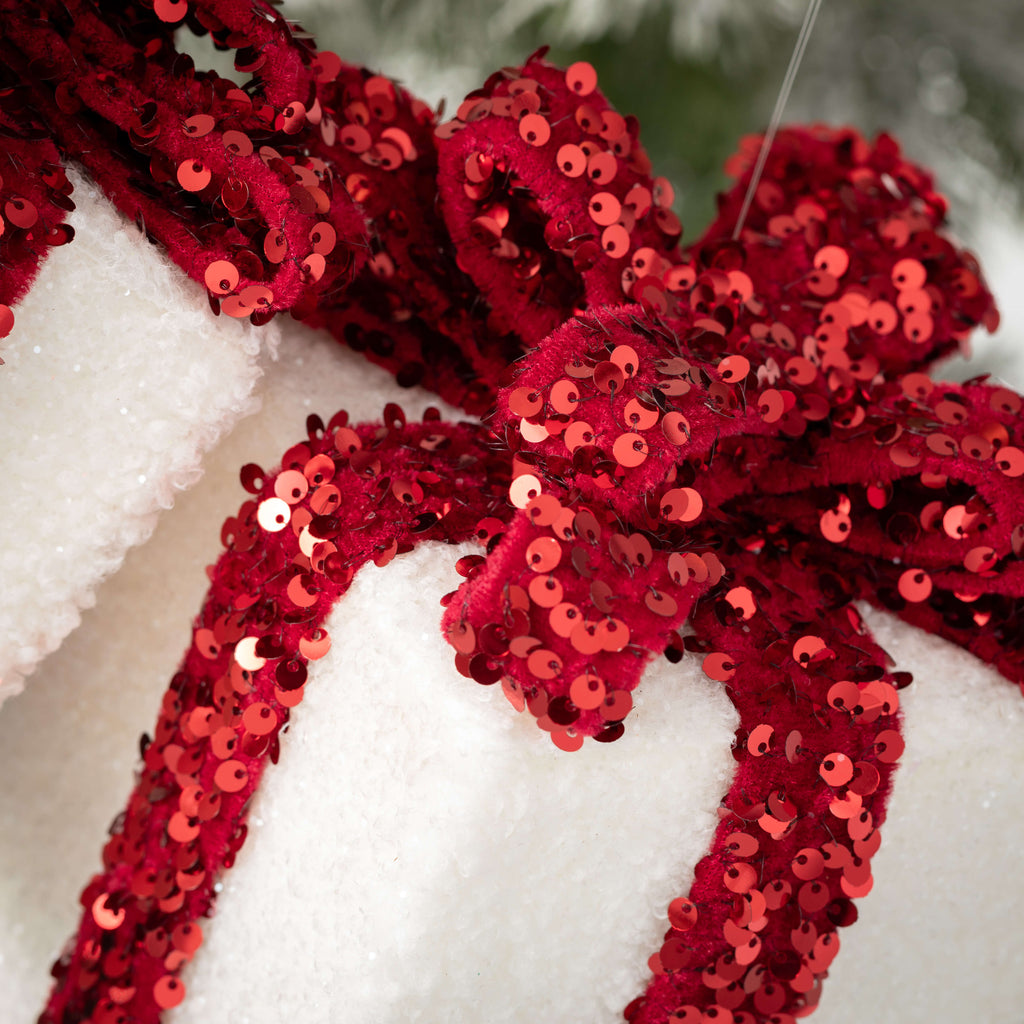 Red Glitter Gift Ornaments    