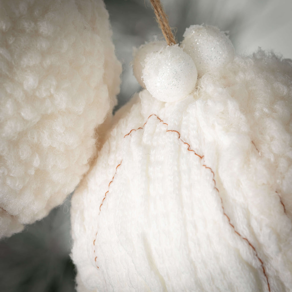 Cream Sherpa Ball Ornament Set