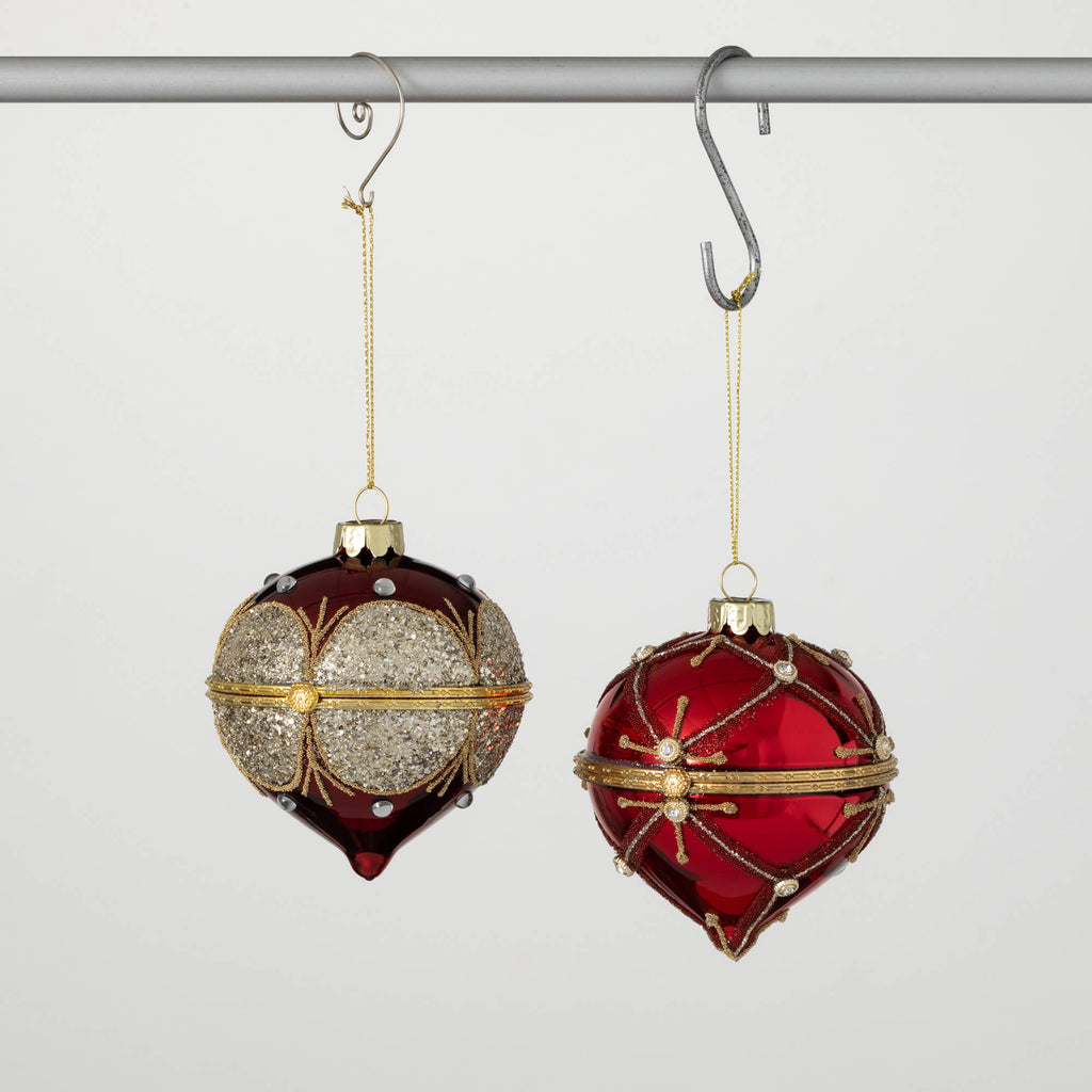 Dark Red Ball Box Ornaments   