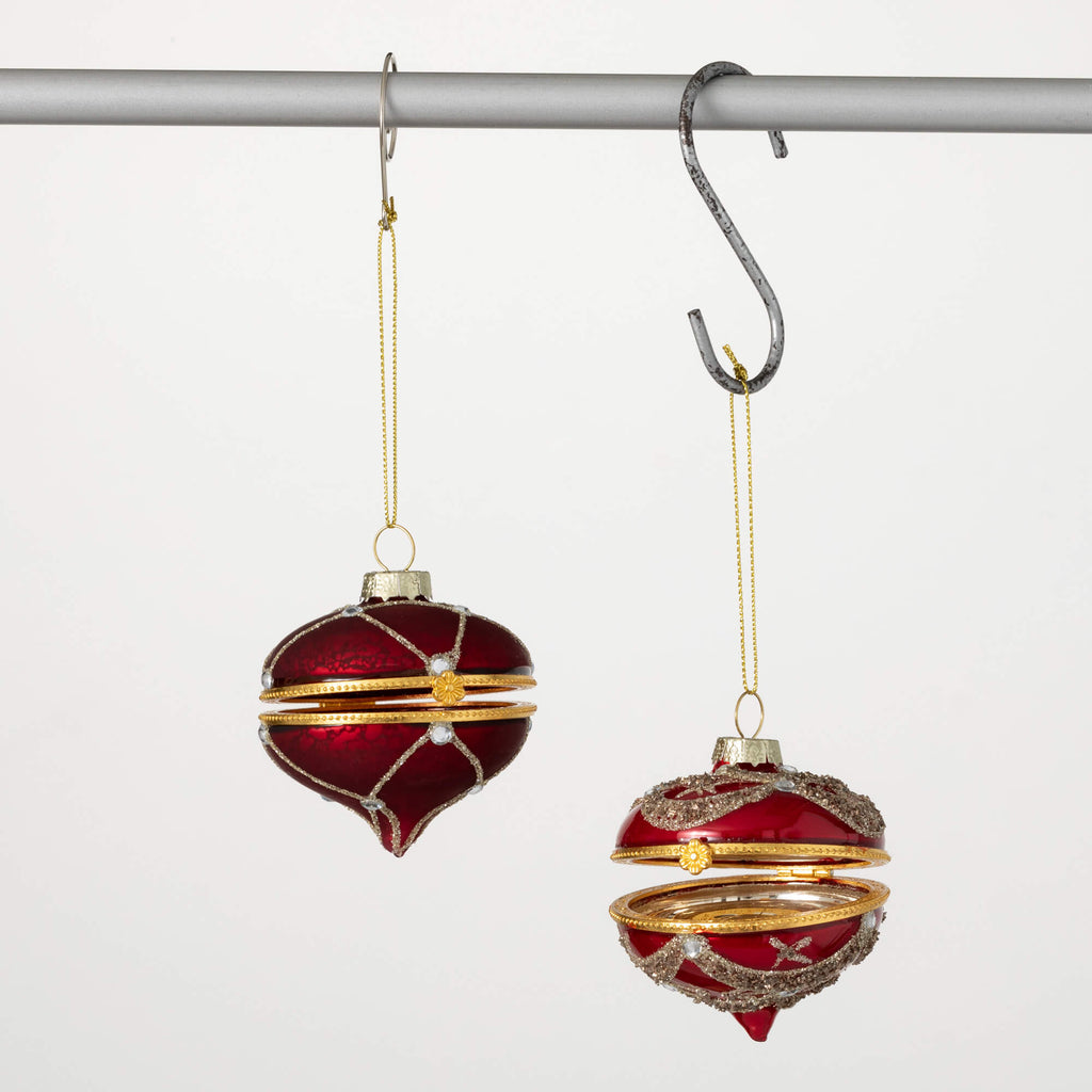 Dark Red Box Ornament Set     