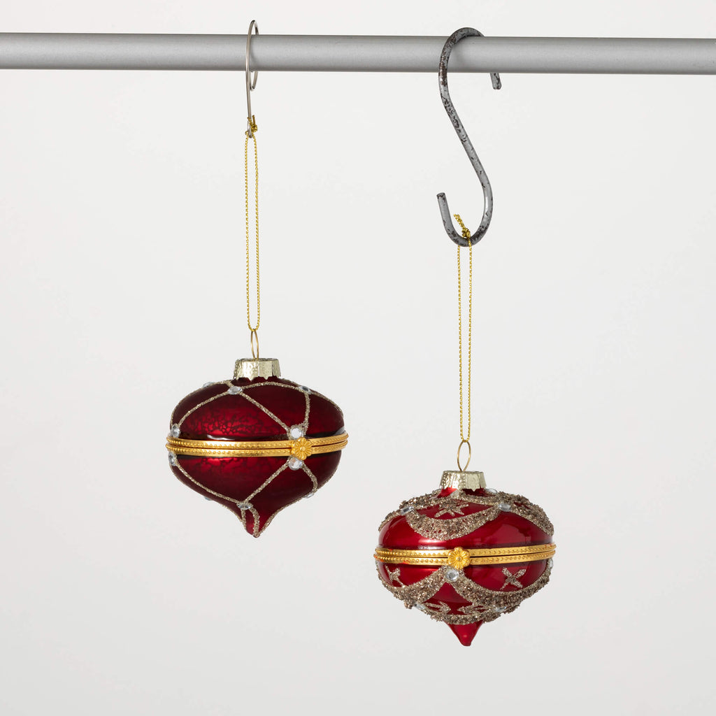 Dark Red Box Ornament Set     