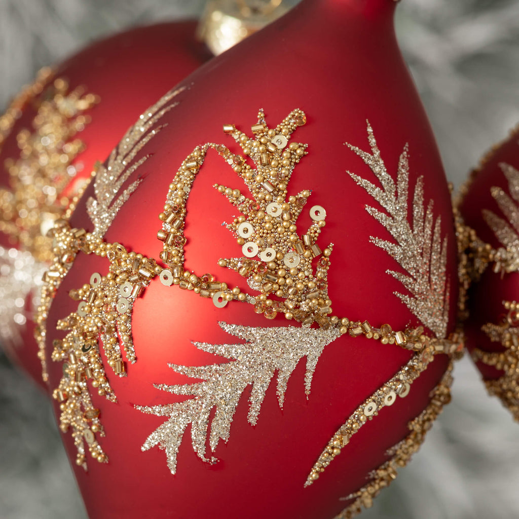 Gold Embellished Red Ornaments