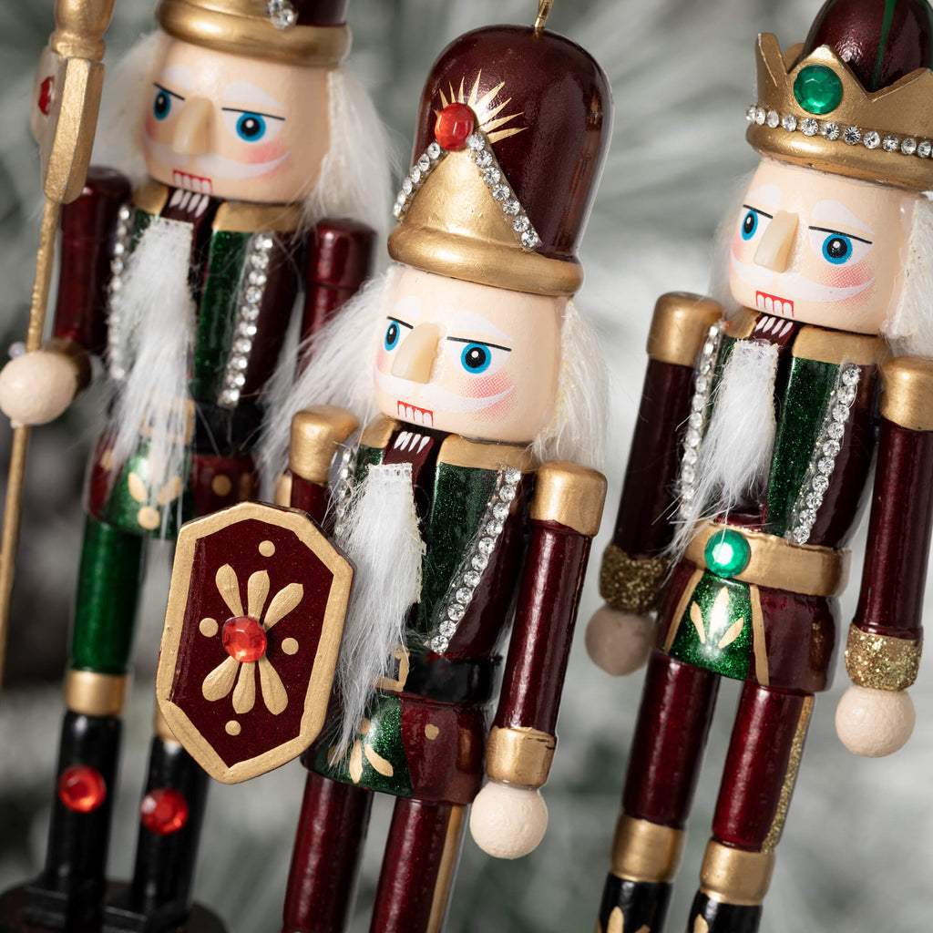 Green Nutcracker Ornament Trio