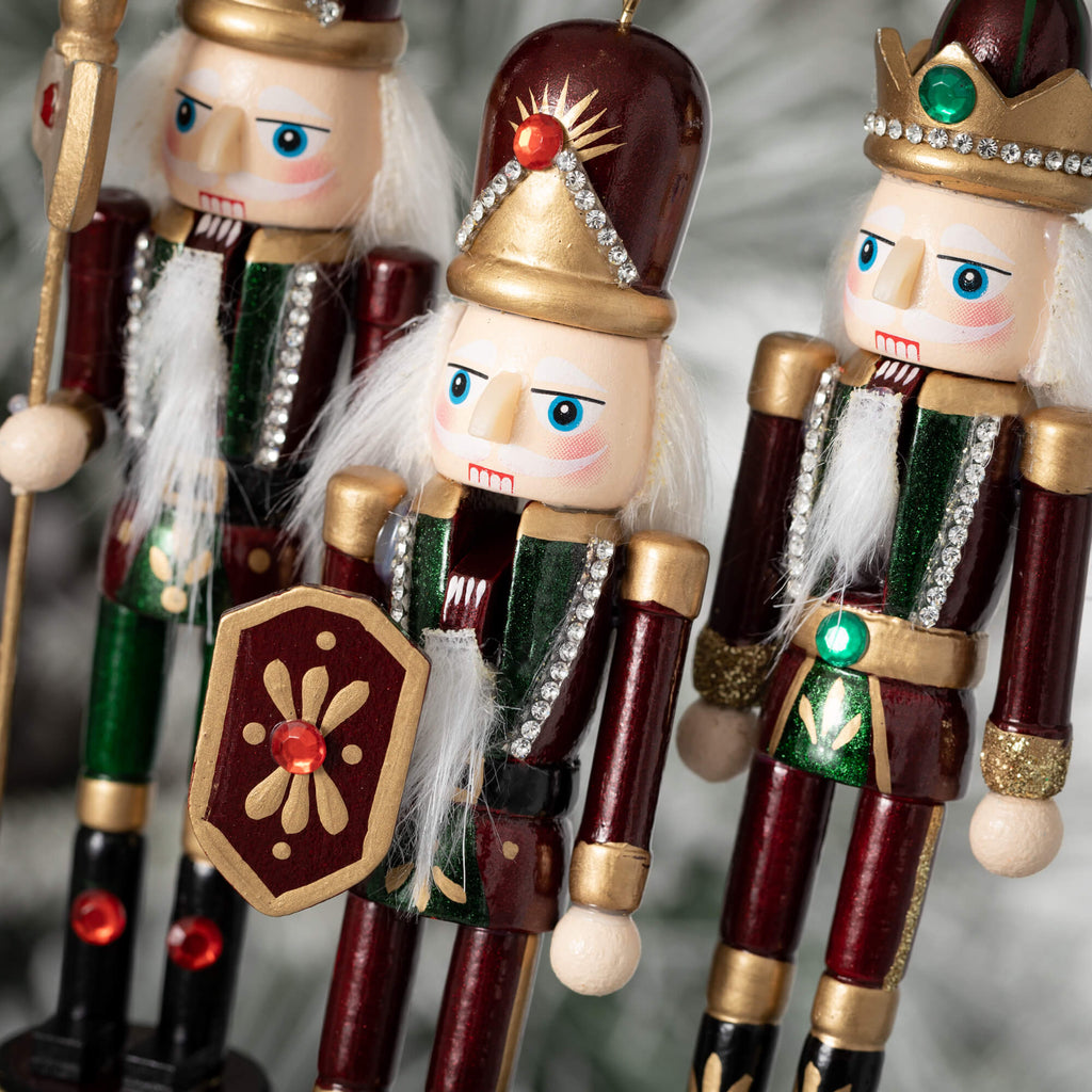 Green Nutcracker Ornament Trio