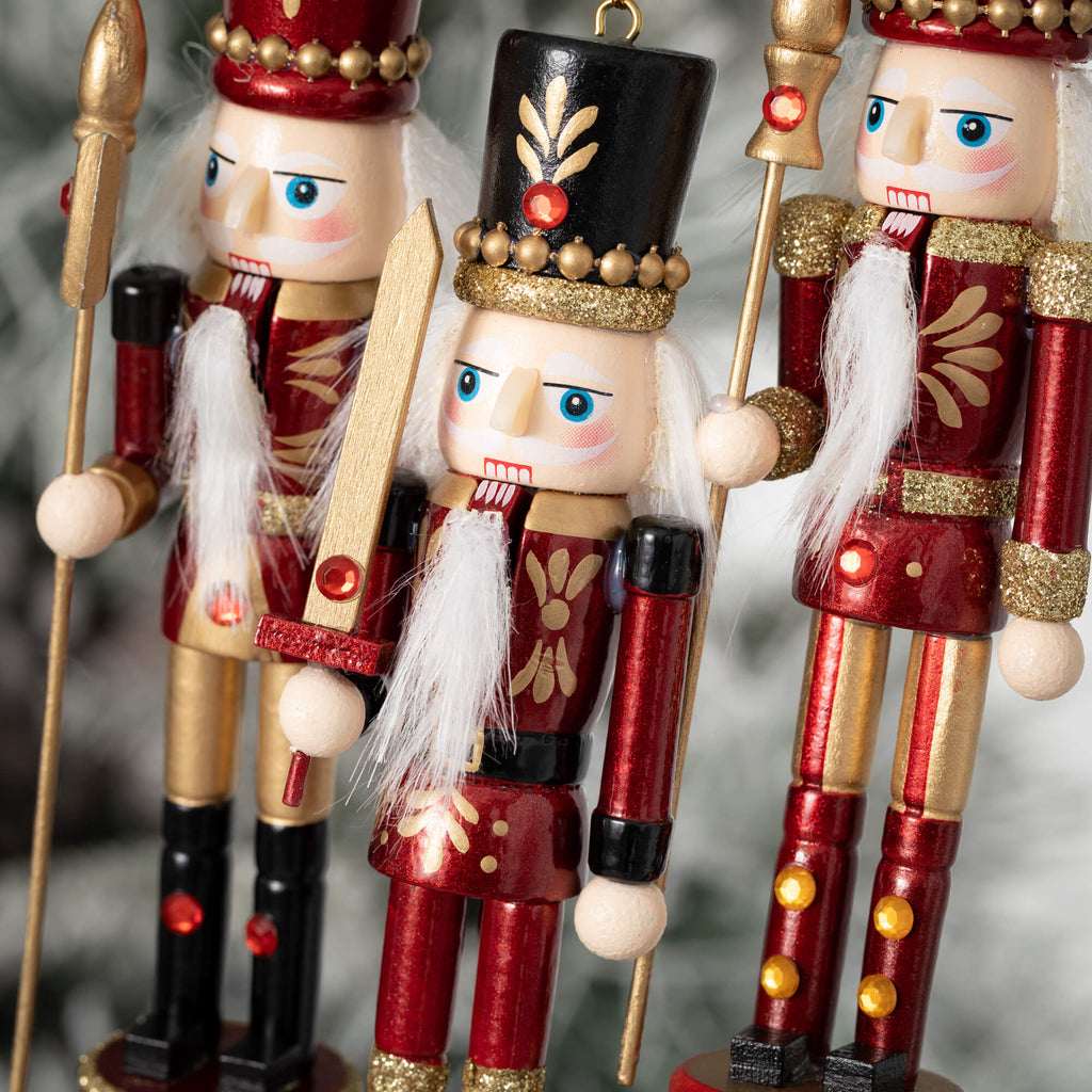 Red Nutcracker Ornament Trio  