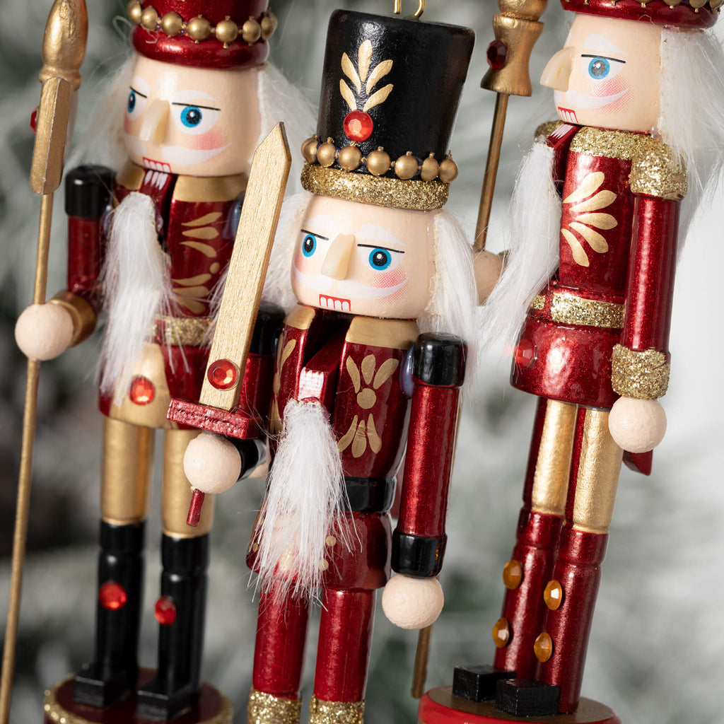 Red Nutcracker Ornament Trio  