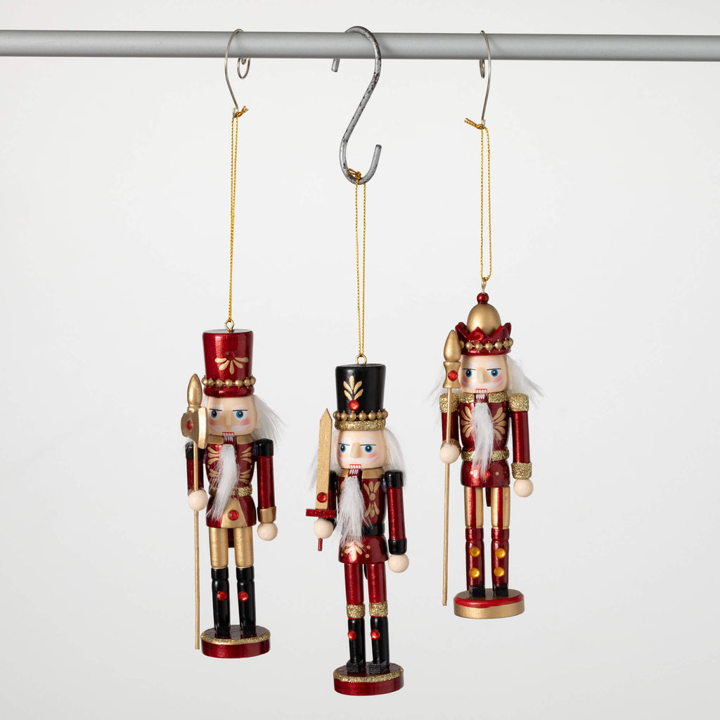 Red Nutcracker Ornament Trio  