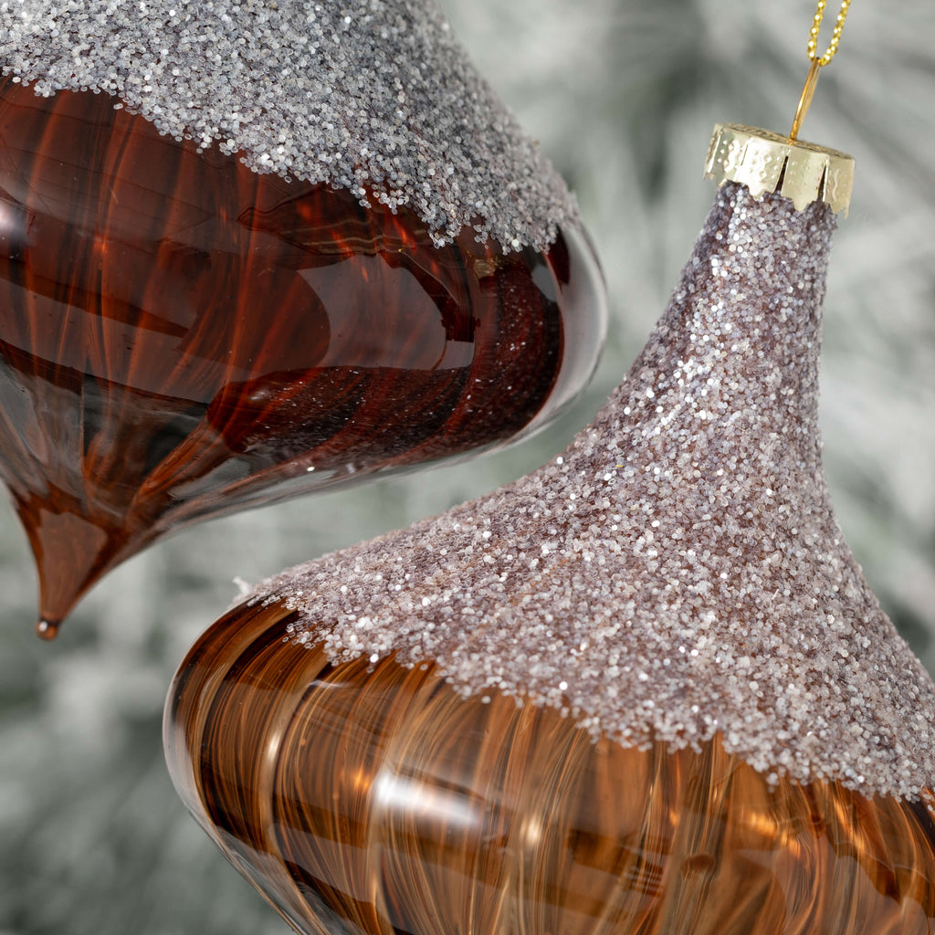 Amber Glass Finial Ornaments  