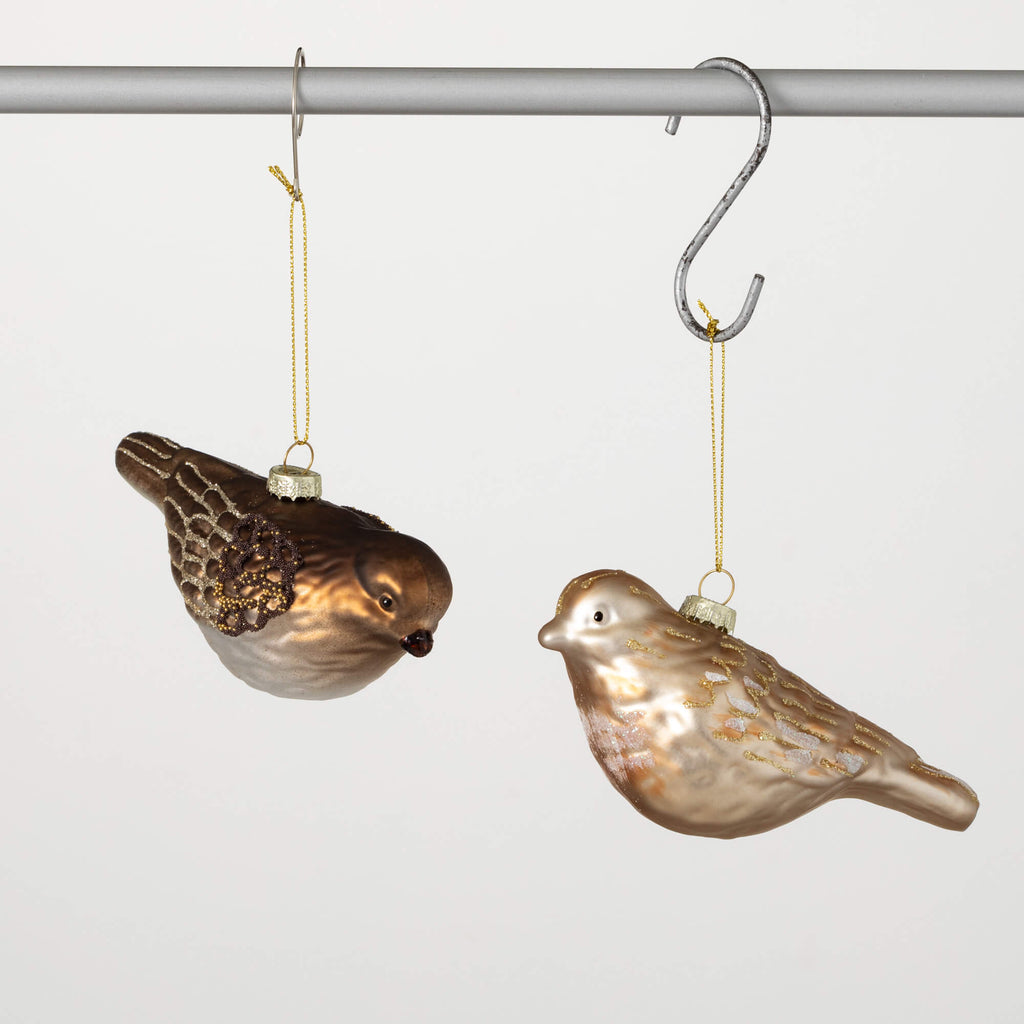 Brushed Gold Bird Ornaments   