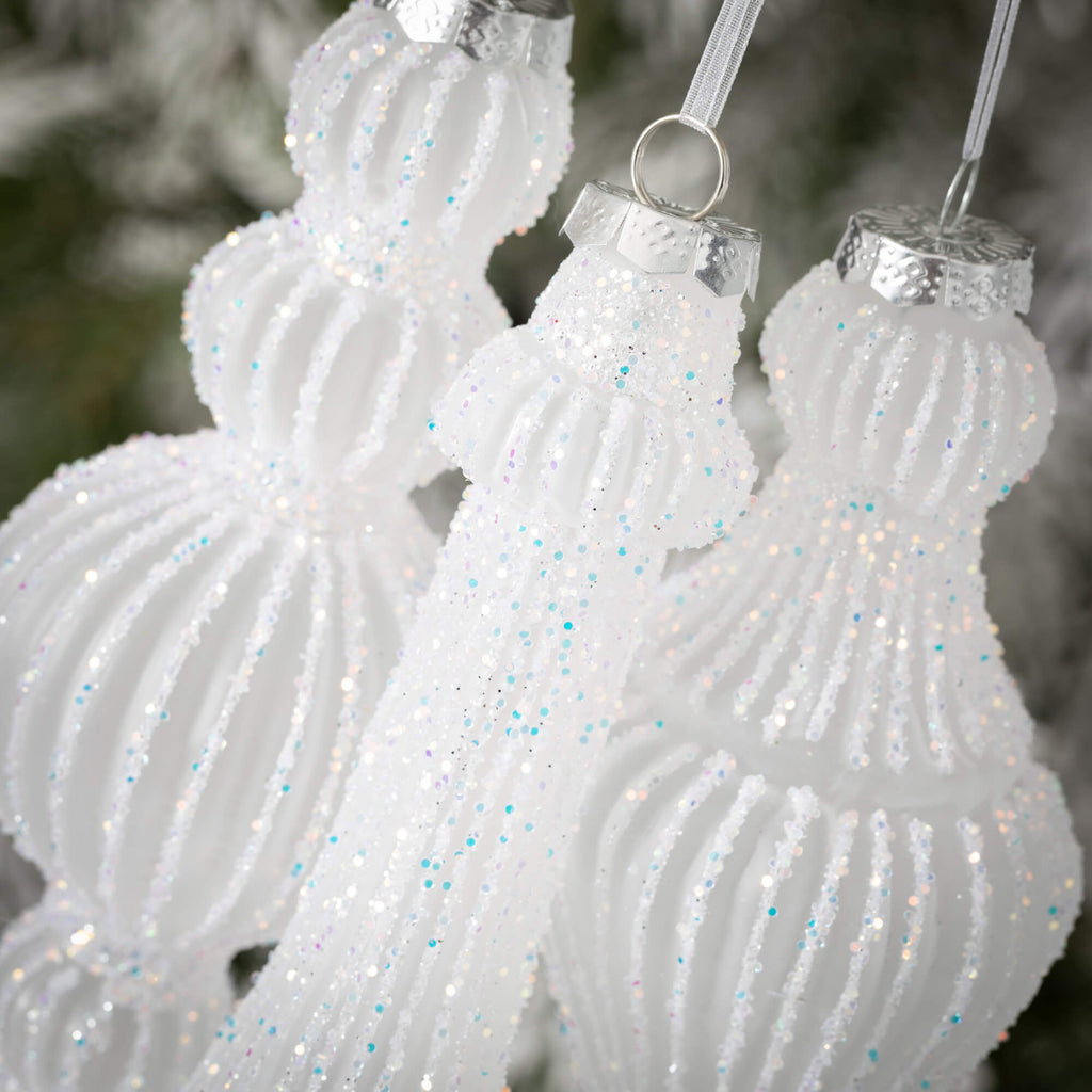 Opaque White Finial Ornaments 