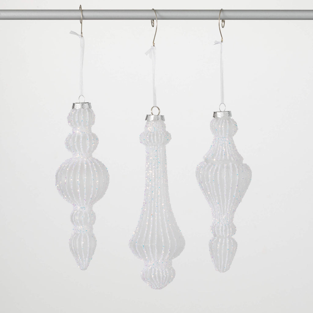 Opaque White Finial Ornaments 