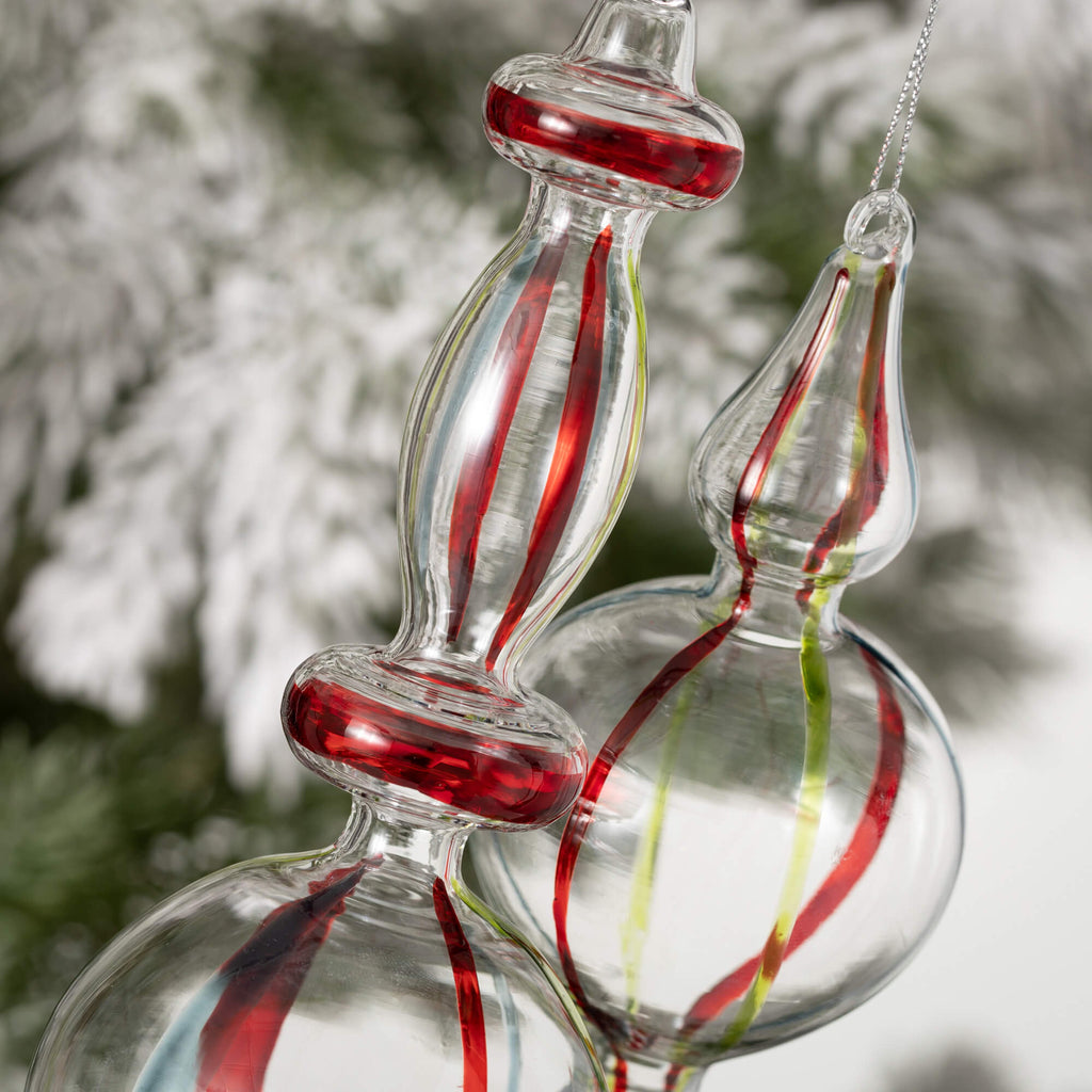 Clear Striped Finial Ornaments