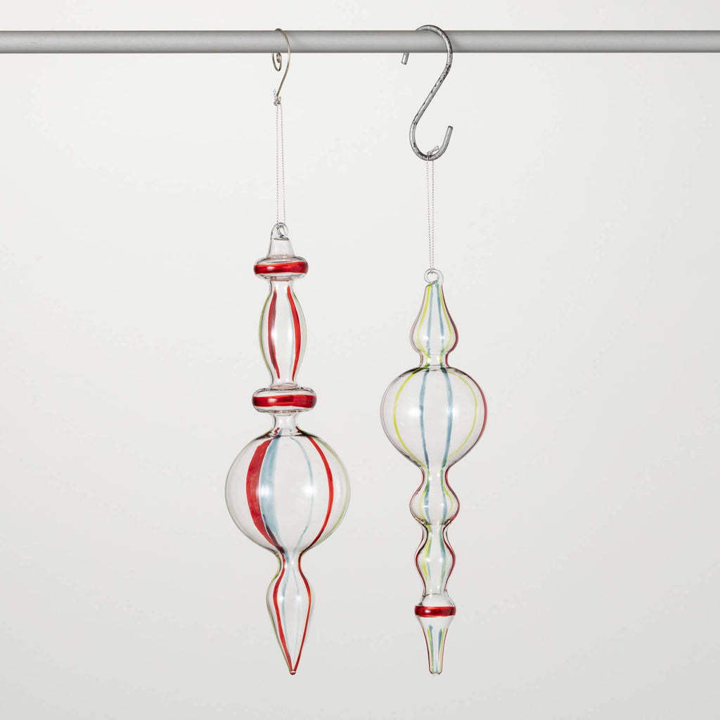 Clear Striped Finial Ornaments