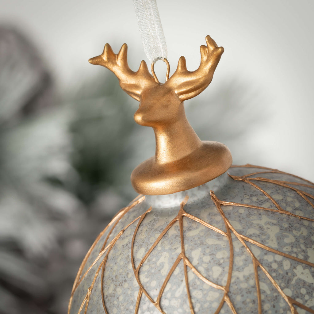 Silver Gold Deer Ball Ornament