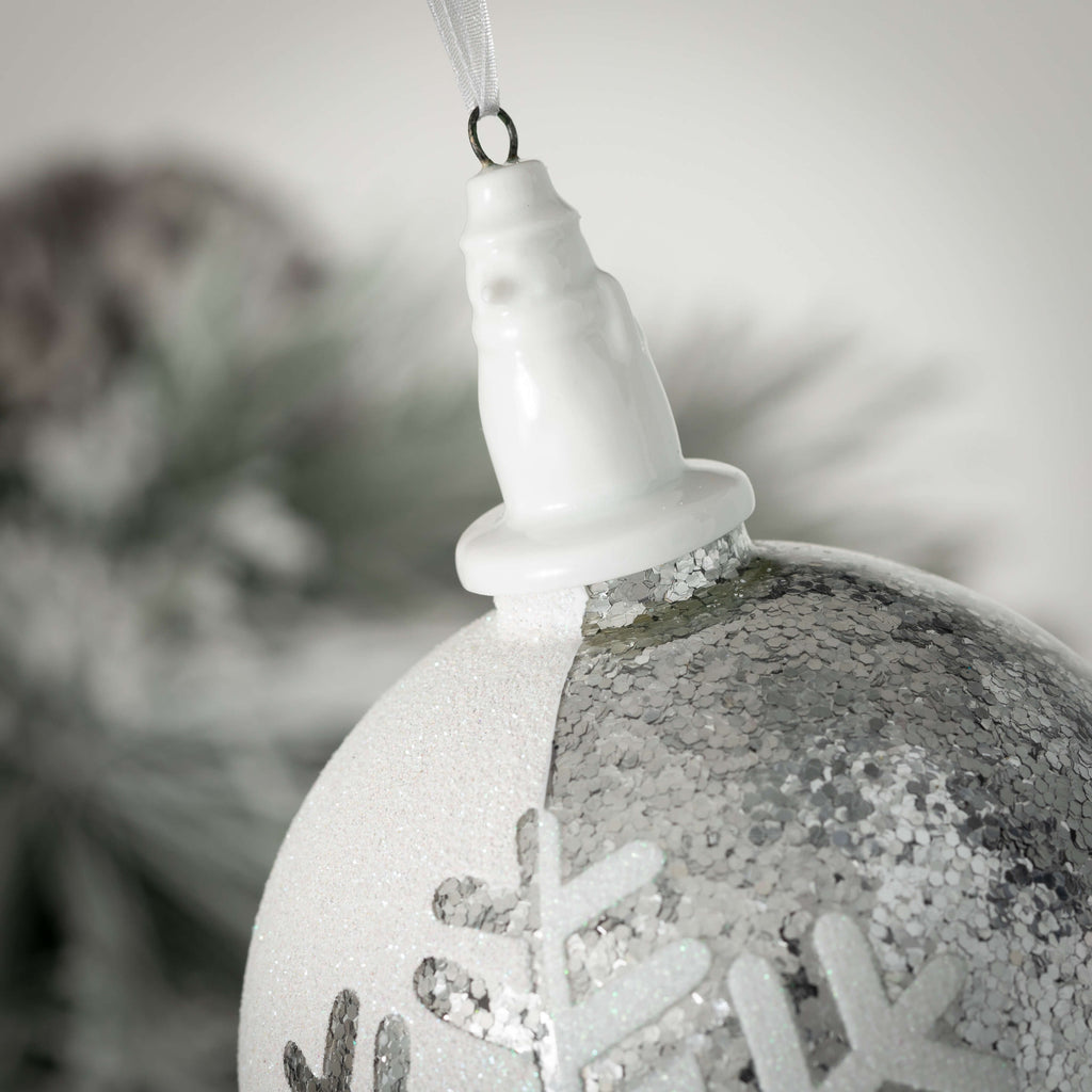 Silver Snowflake Ball Ornament