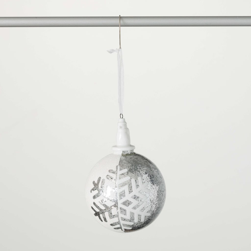 Silver Snowflake Ball Ornament