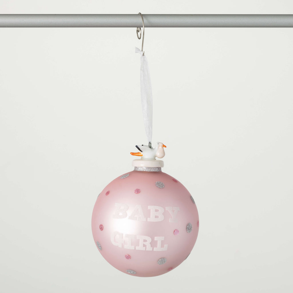 Pink Baby Girl Ball Ornament  