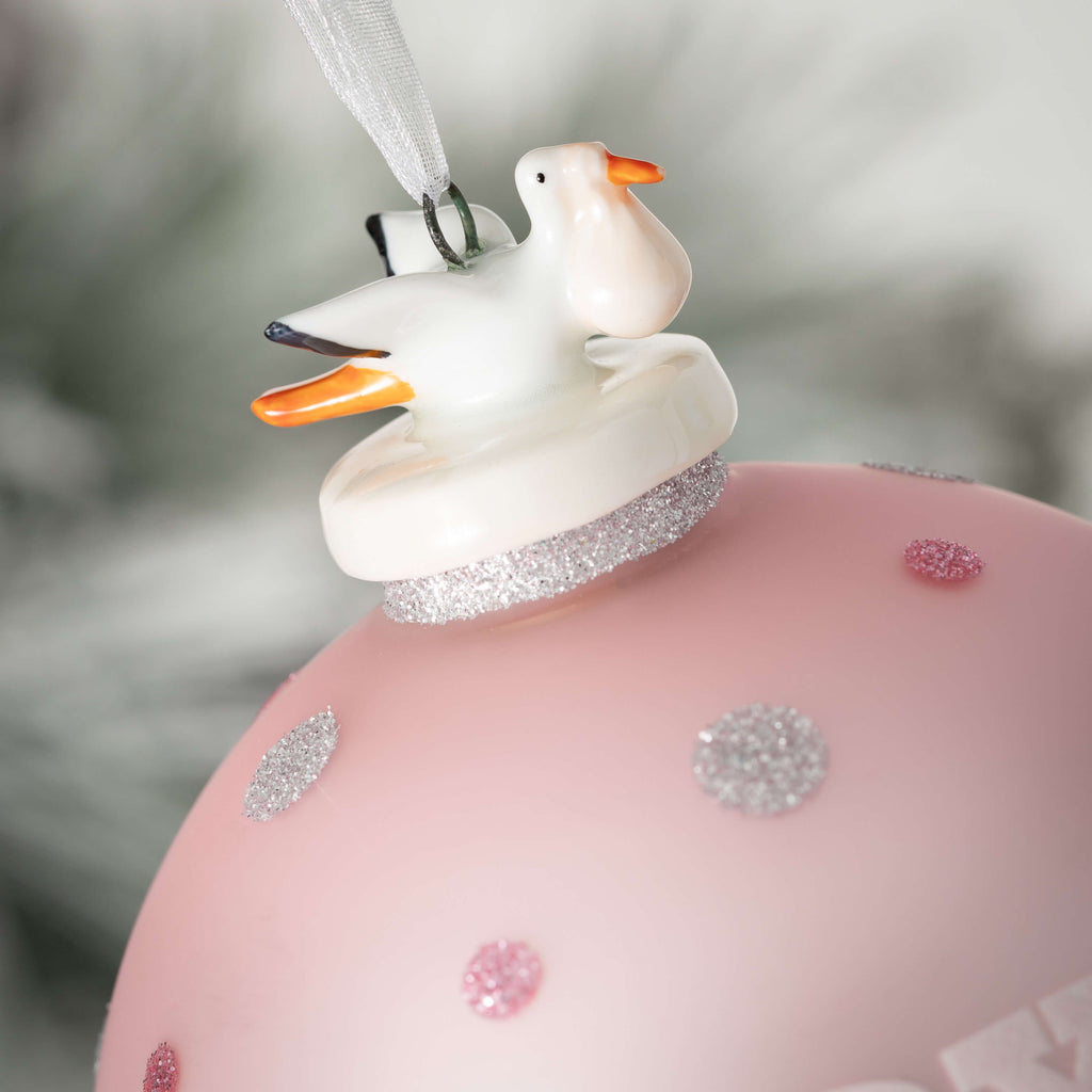 Pink Baby Girl Ball Ornament  