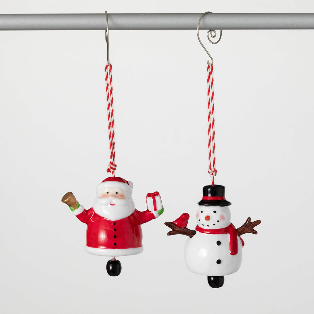 Santa Snowman Bell Ornaments  