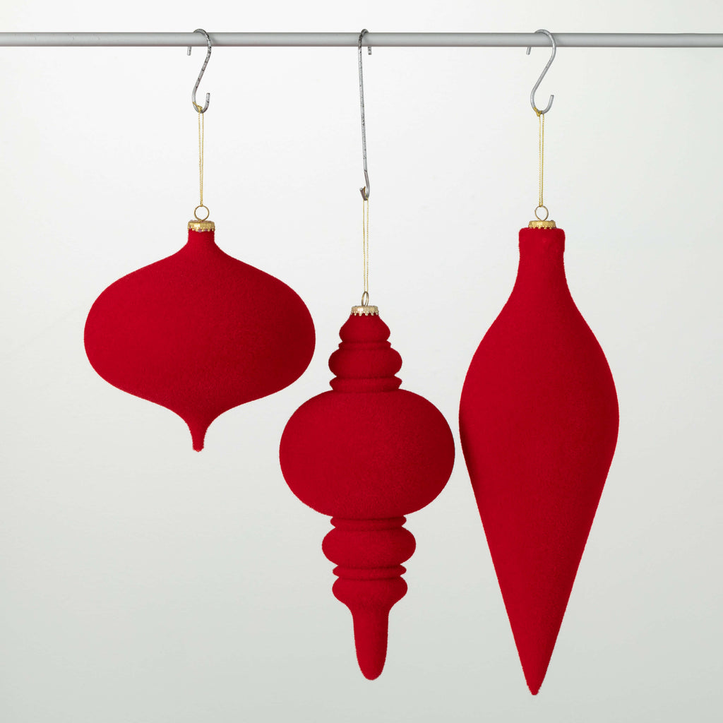 Red Velvet Ornament Set Of 3  