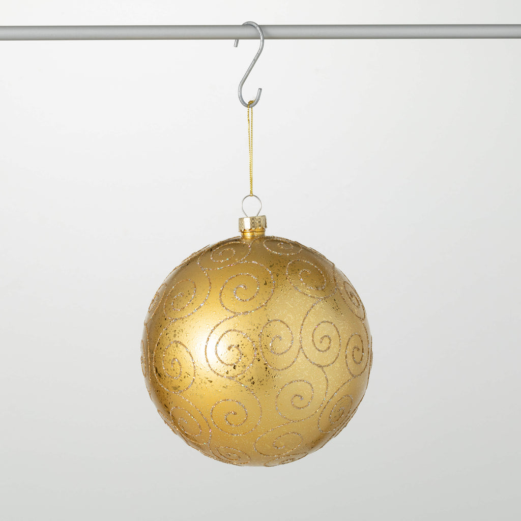 Patterned Gold Ball Ornament  