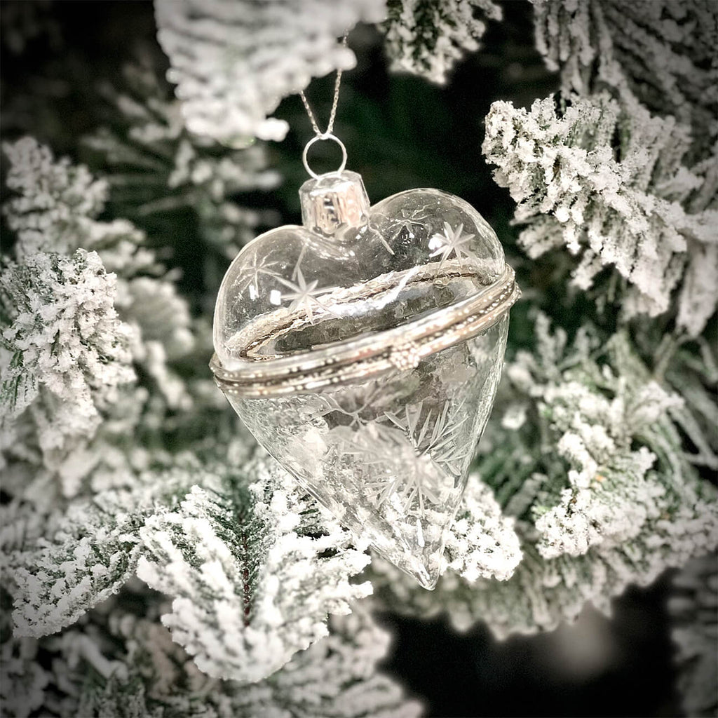 Clear Glass Heart Box Ornament