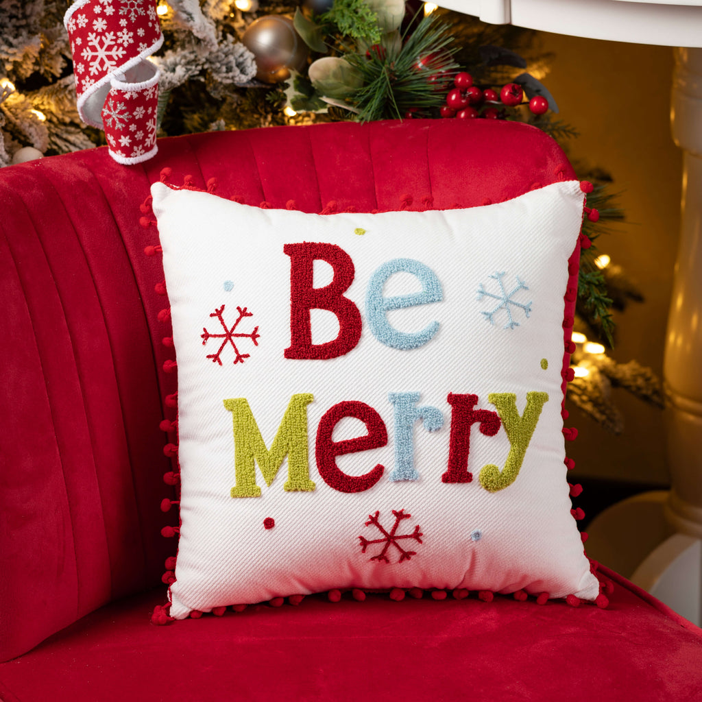 Be Merry Holiday Toss Pillow  