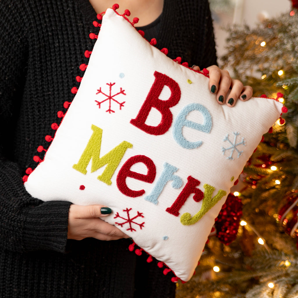 Be Merry Holiday Toss Pillow  