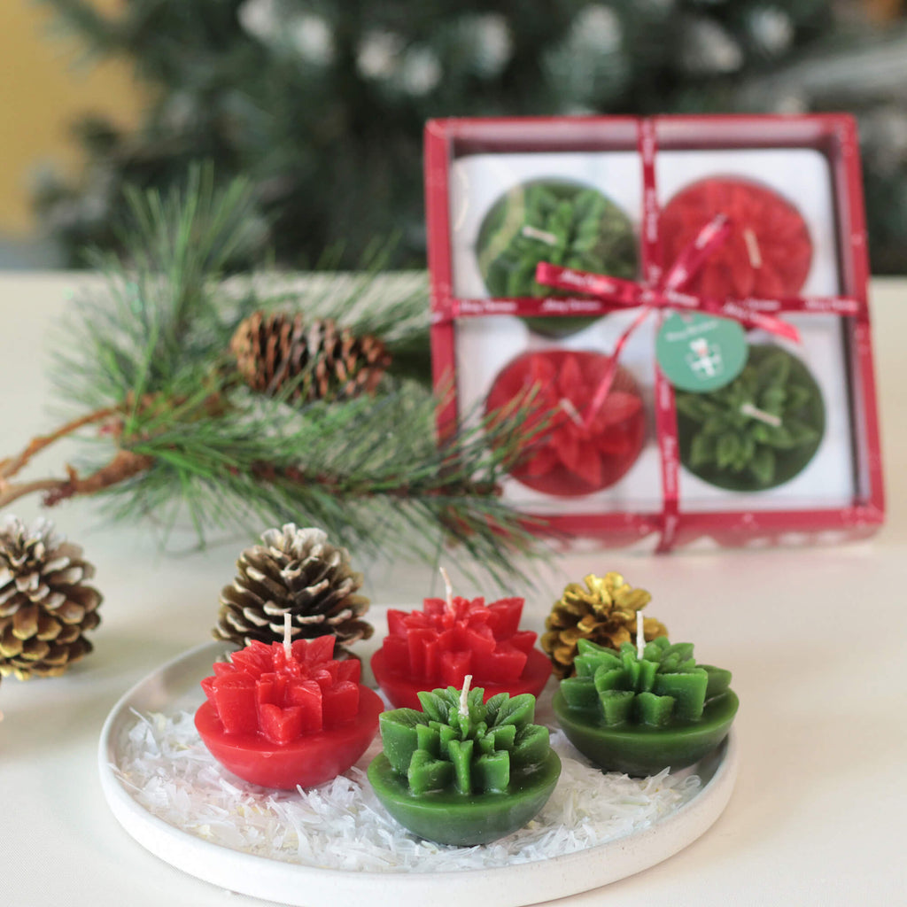 Boxed Poinsettia Votives      