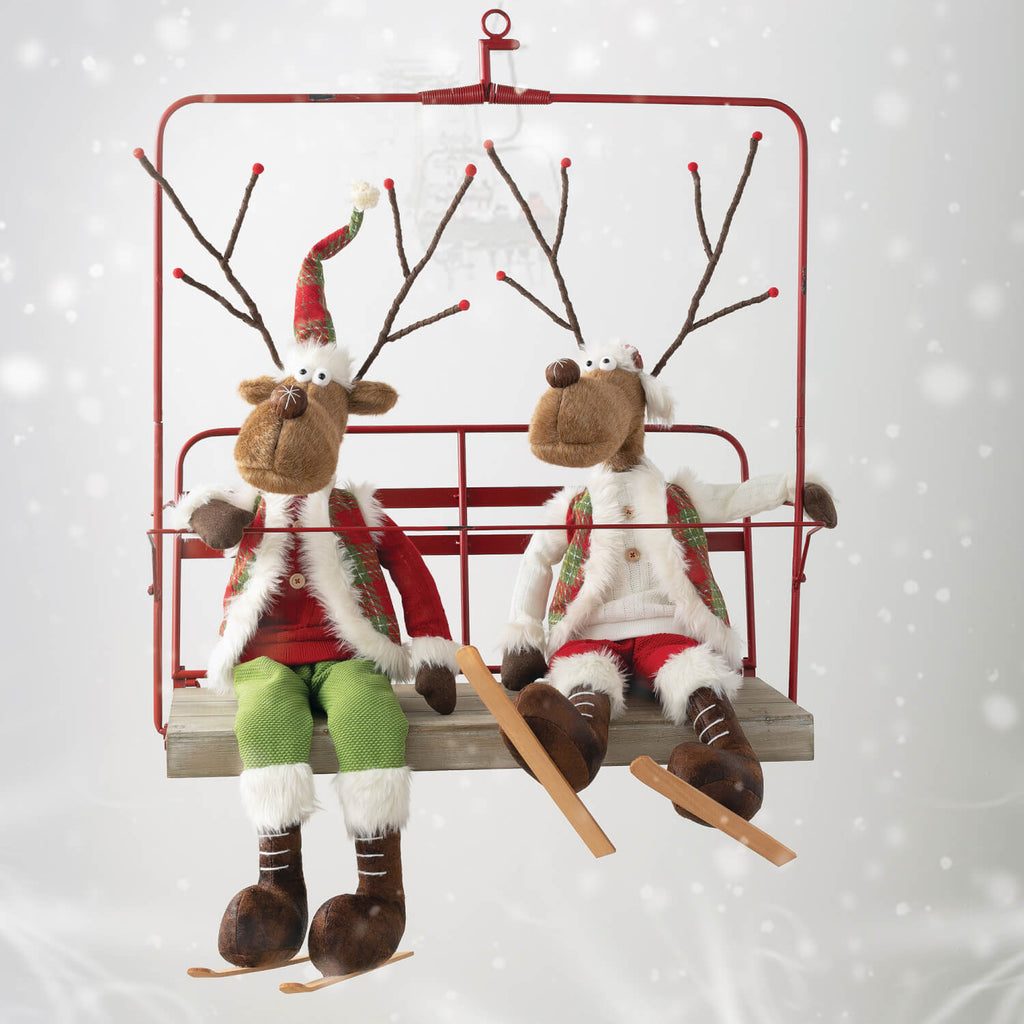 Skating Plush Reindeer Pair   