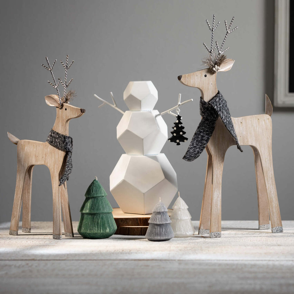 Wood Deer Figurine Set/3      