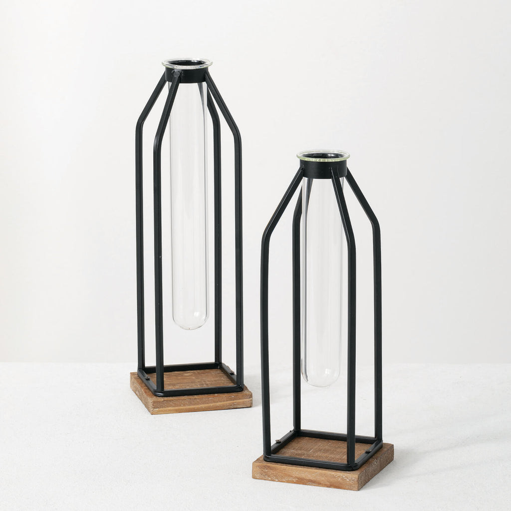 Tube Vase Holder Set Of 2     