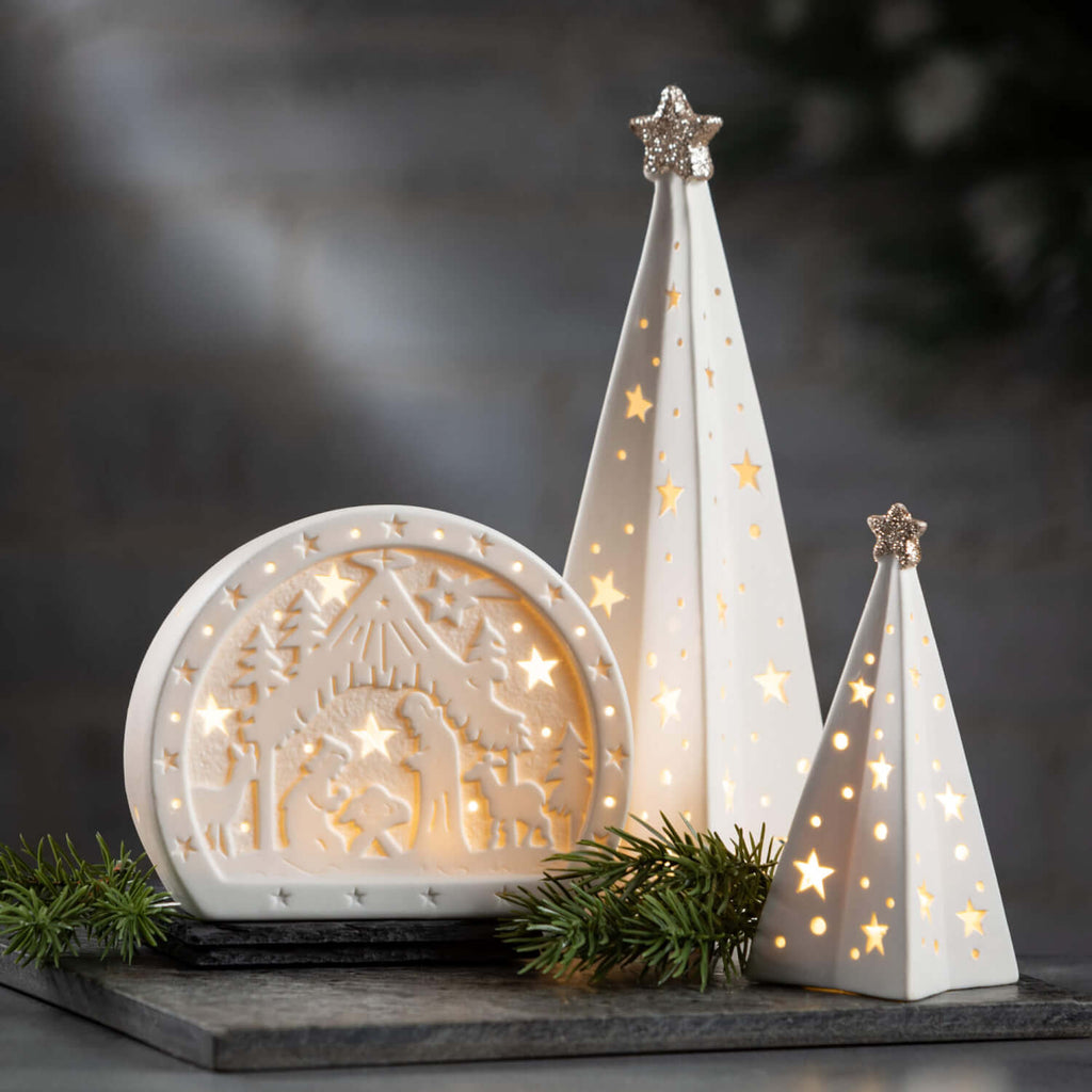 Lighted Porcelain Tree Set 3  