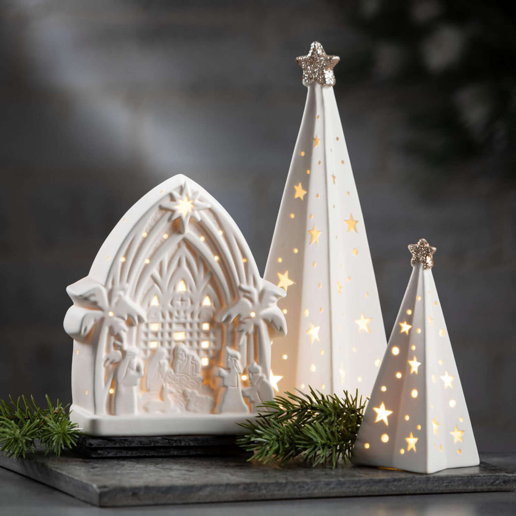 Lighted Porcelain Tree Set 3  