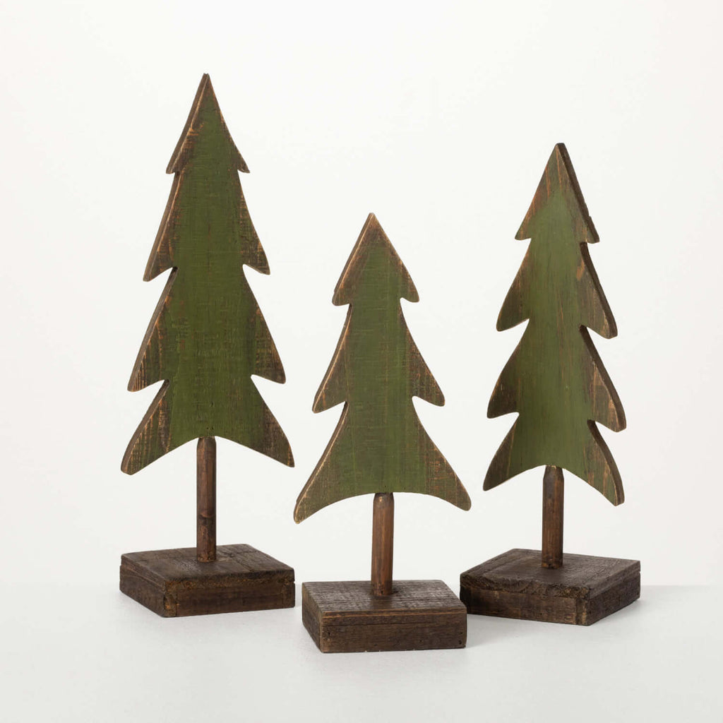 Wood Tabletop Evergreen Trees 