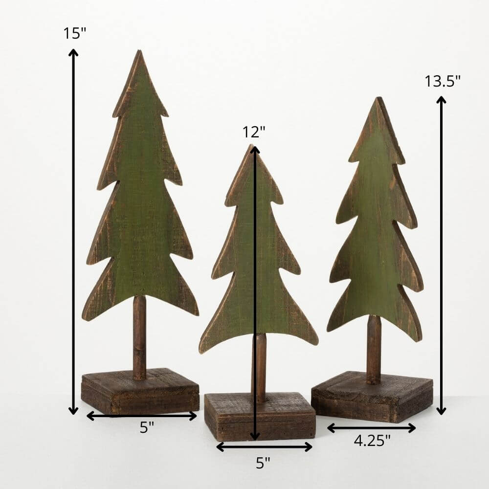 Wood Tabletop Evergreen Trees 