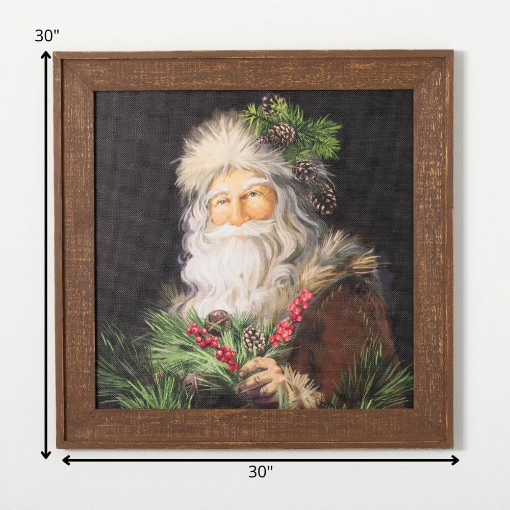 Framed Pine Santa Wall Decor  