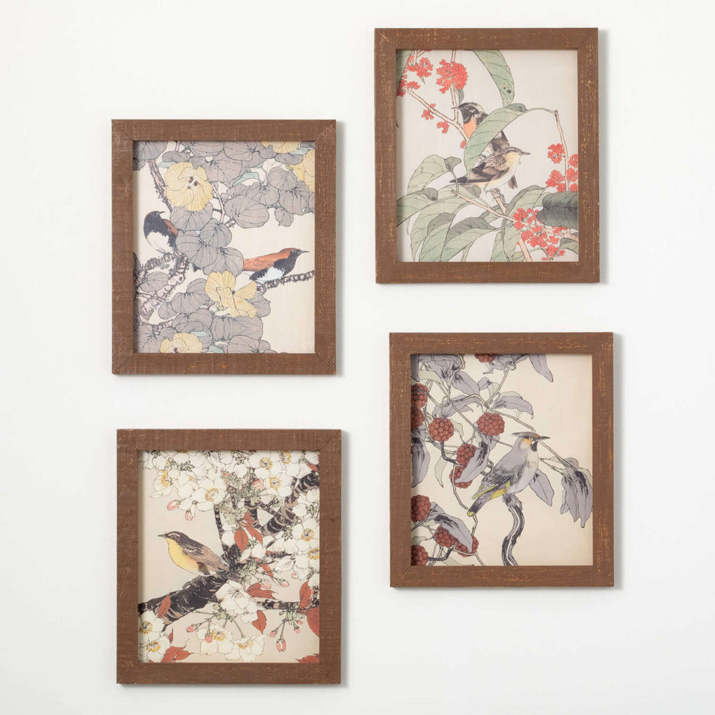 Framed Bird Artwork Set Of 4  