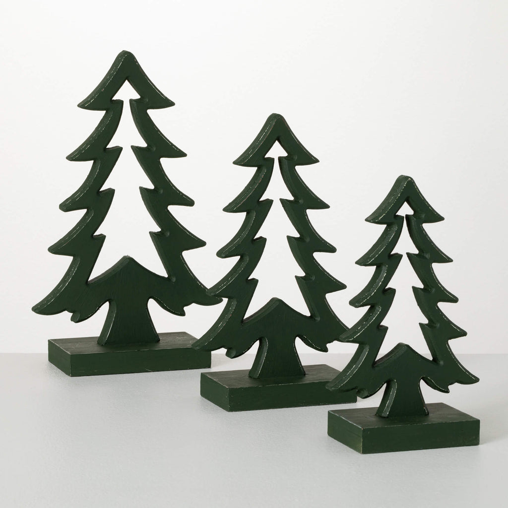 Wood Silhouette Tree Set Of 3 