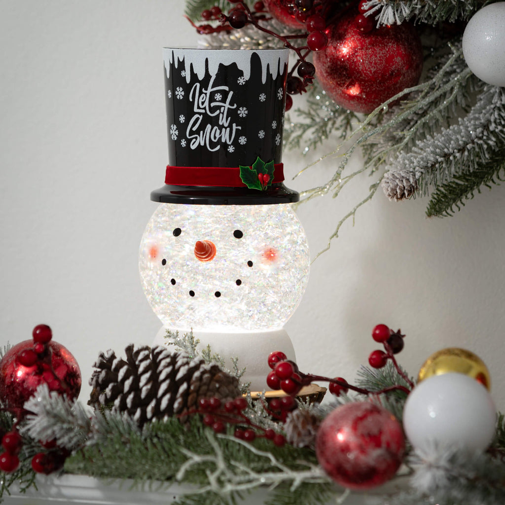 Led Snowman Shimmer Lantern   